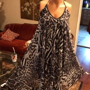 Animal print halter dress backless medium Lg XL